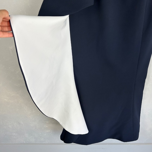 Alexander by Daymor size 16 maxi gown 1060 off shoulder ruffled skirt navy white - Picture 5 of 15